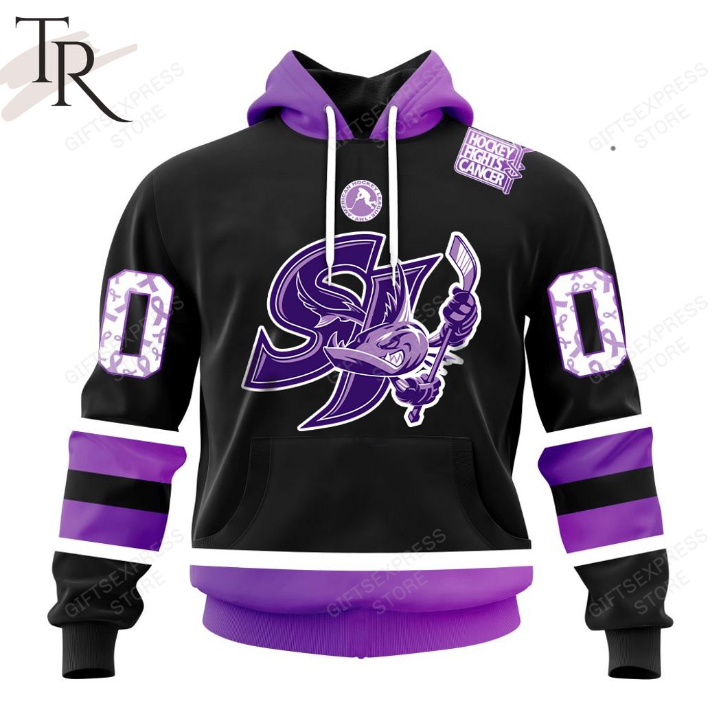 AHL San Jose Barracuda Black Hockey Fights Cancer Hoodie