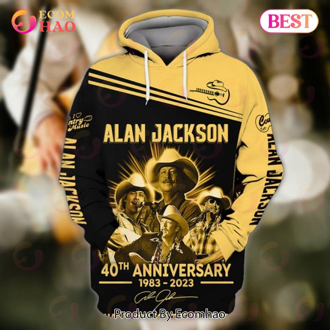 Alan Jackson Guitar 40th Anniversary 1983 - 2023 Thank You For The Memories 3D Hoodie