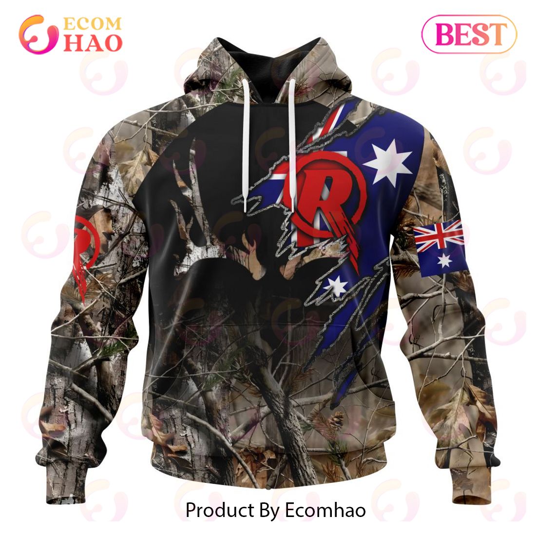 BBL Melbourne Renegades Special Camo Realtree Hunting 3D Hoodie