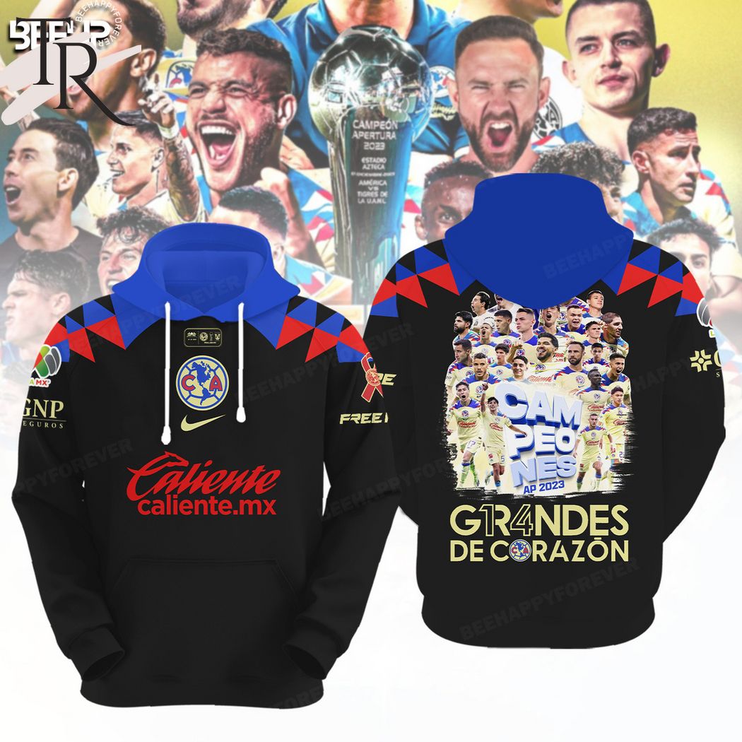 Club America Campeon Ap 2023 Drandes De Corazon Hoodie - Black