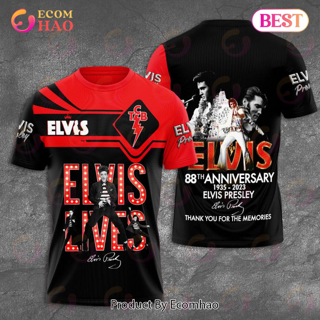 Elvis Presley 88th Anniversary 1935 - 2023 Thank You For The Memories 3D T-Shirt