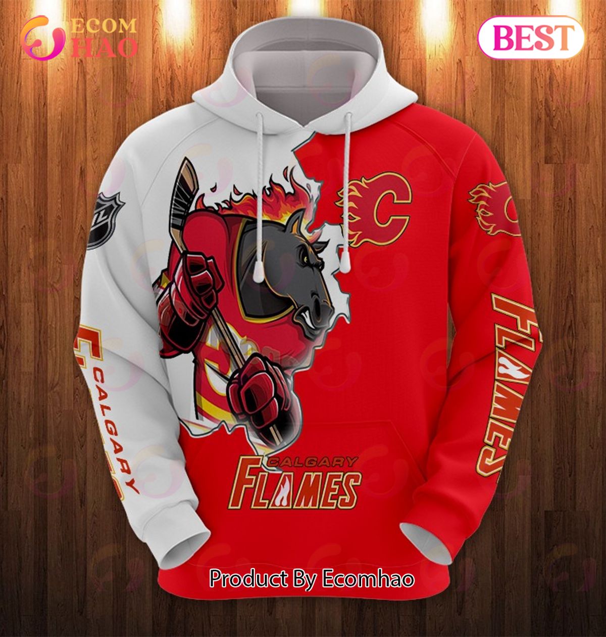 Hoodie 3D Cartoon Graphic Calgary Flames For Men & Women