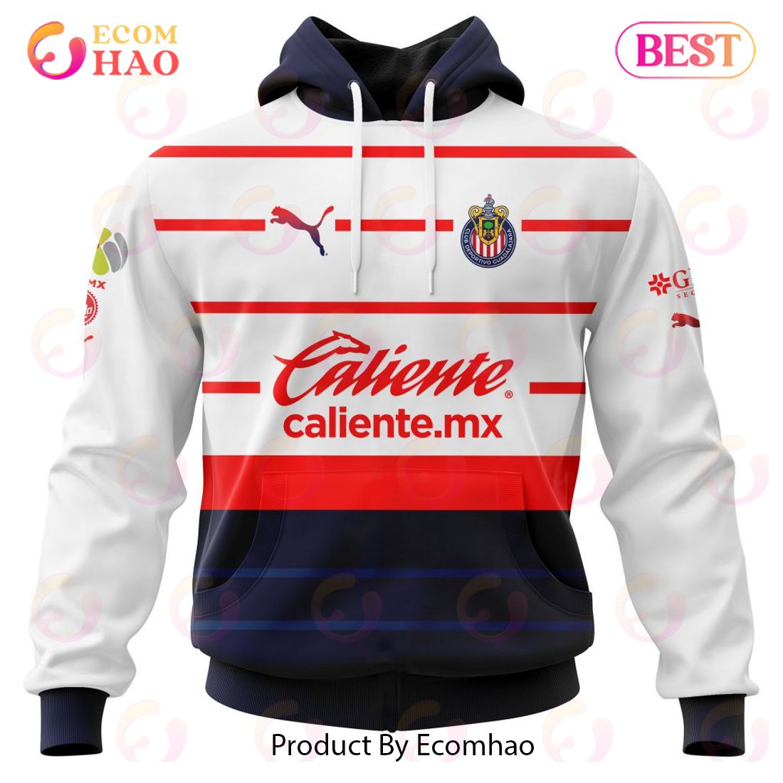LIGA MX Chivas Guadalajara 2023 - 2024 Away Kits 3D Hoodie