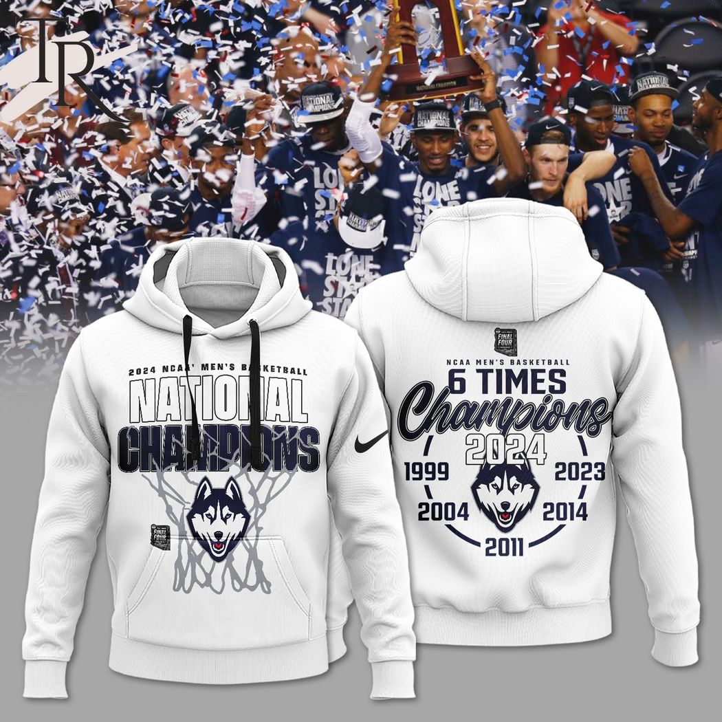 NCAA Men's Basketball 6 Times Champions Uconn Huskies Hoodie - White