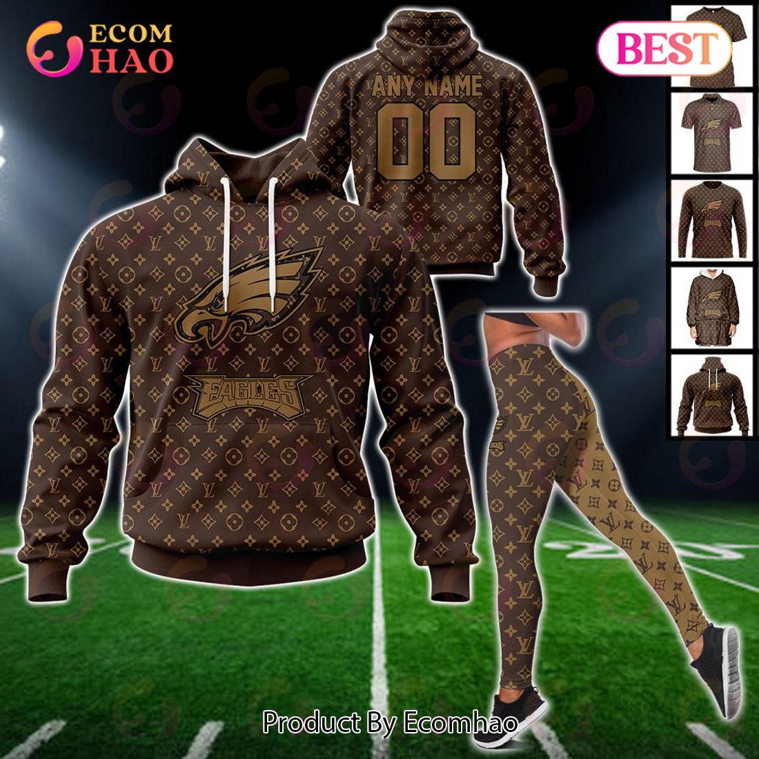 NFL agles Specialized Design In LV Style 3D Hoodie