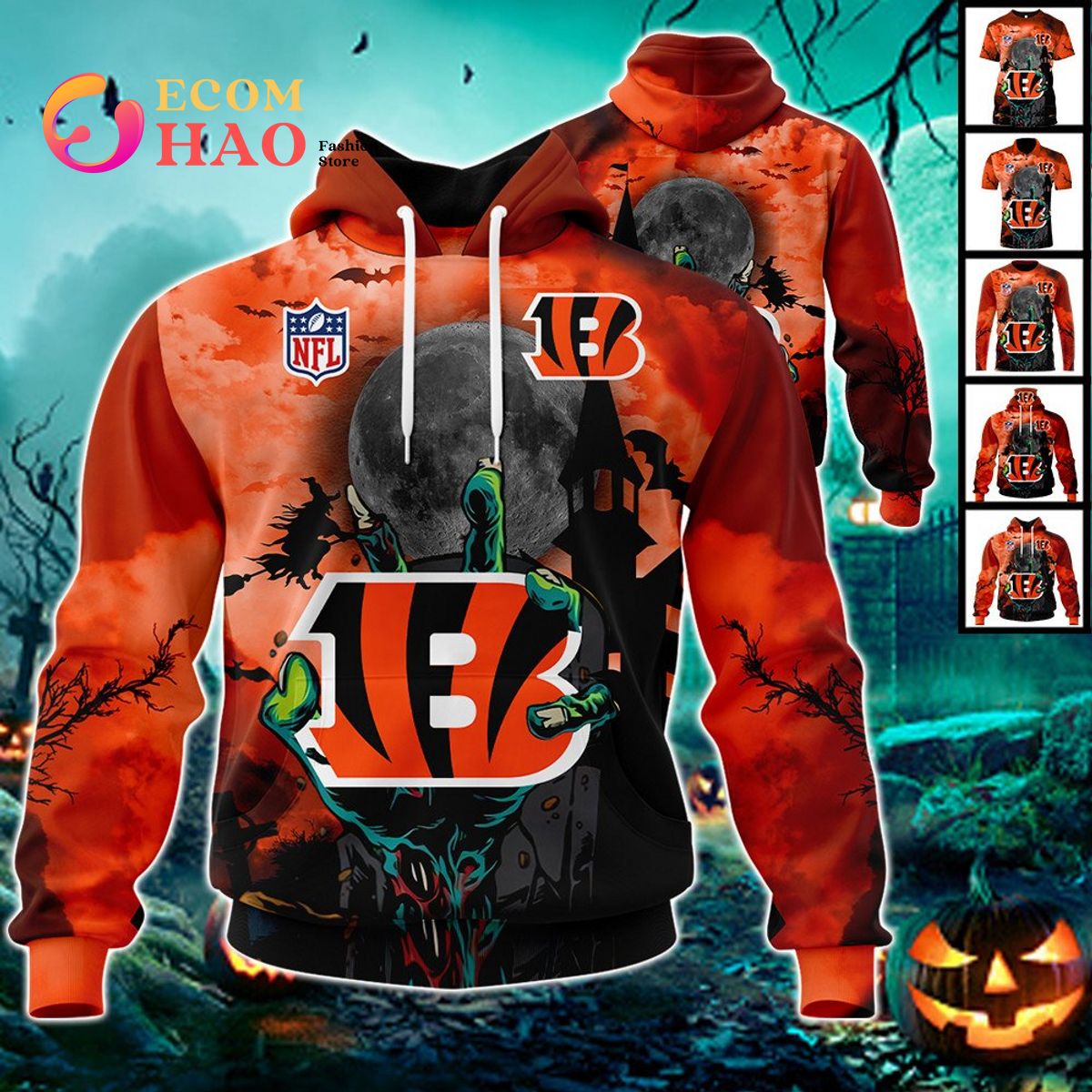 NFL Bengals Halloween Jersey Gifts For Fan 3D Hoodie