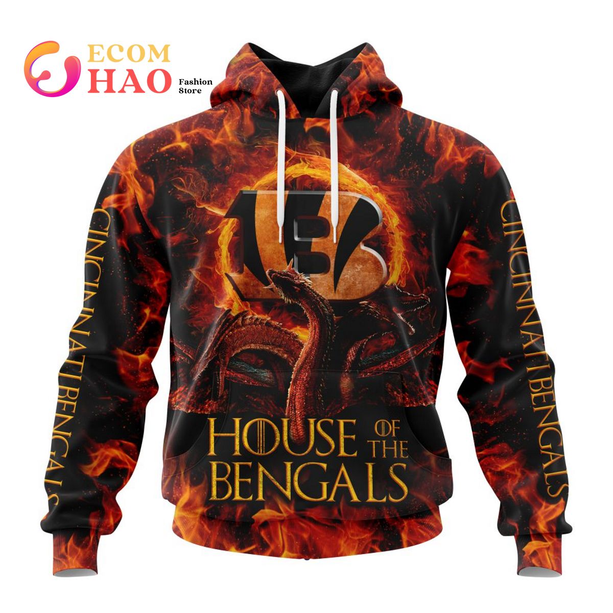  NFL Cincinnati Bengals GAME OF THRONES - HOUSE OF THE BENGALS 3D Hoodie