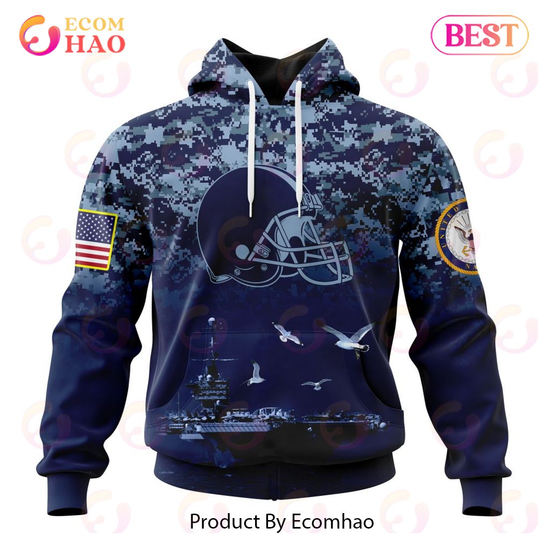 NFL Cleveland Browns Specialized Design With Honor US Navy Veterans 3D Hoodie