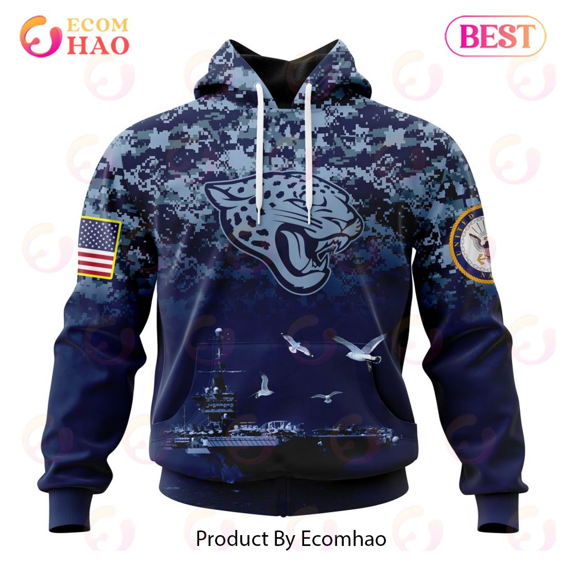 NFL Jacksonville Jaguars Specialized Design With Honor US Navy Veterans 3D Hoodie