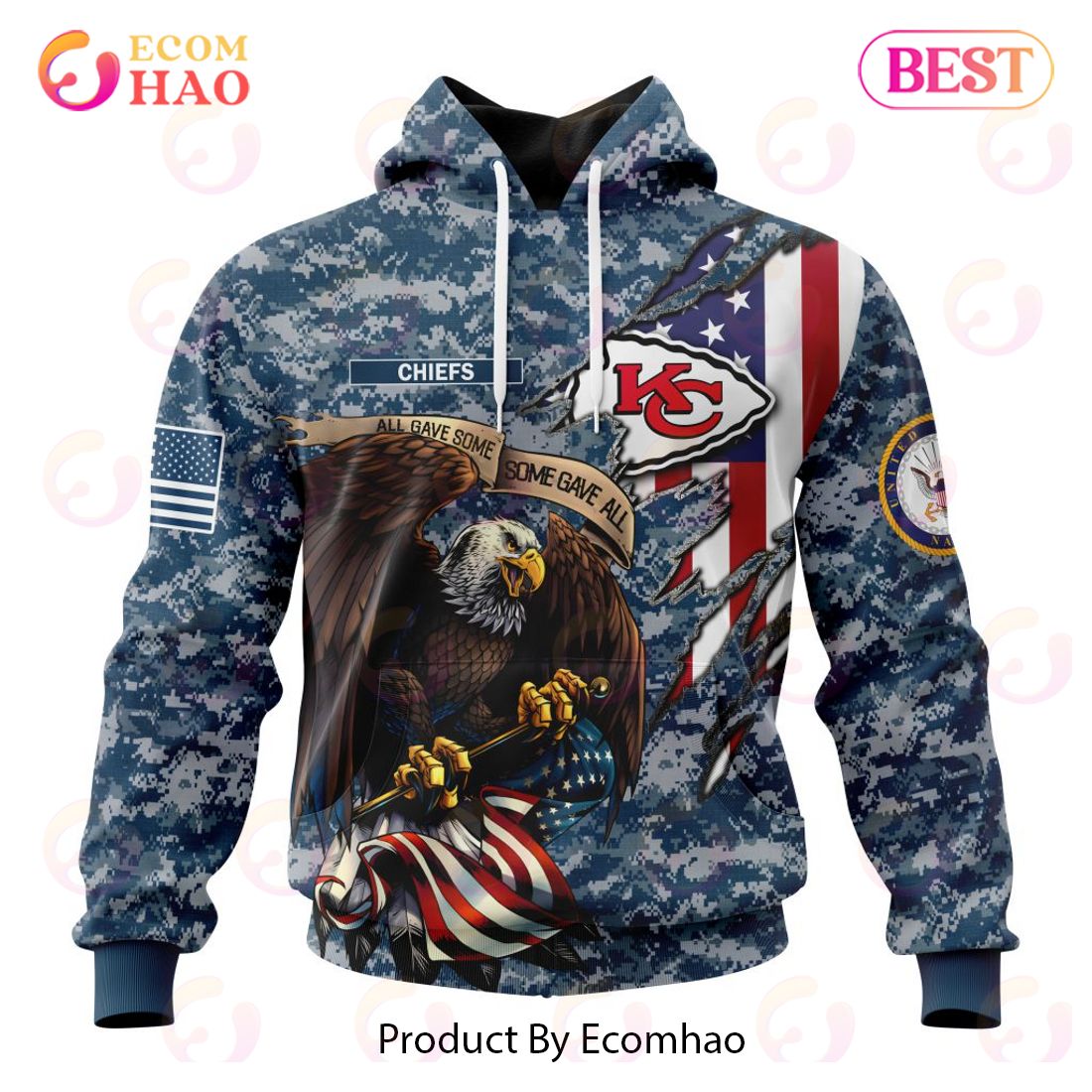 NFL Kansas City Chiefs Honor US Navy Veterans 3D Hoodie