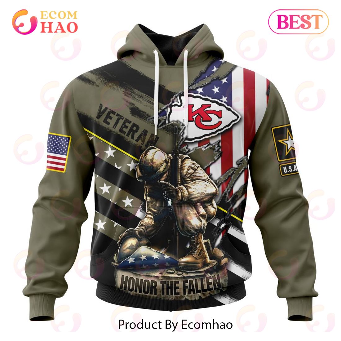 NFL Kansas City Chiefs Honor Veterans And Their Families 3D Hoodie
