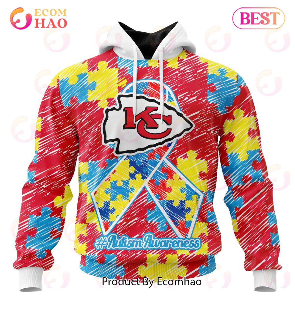 NFL Kansas City Chiefs Special Autism Awareness Design 3D Hoodie