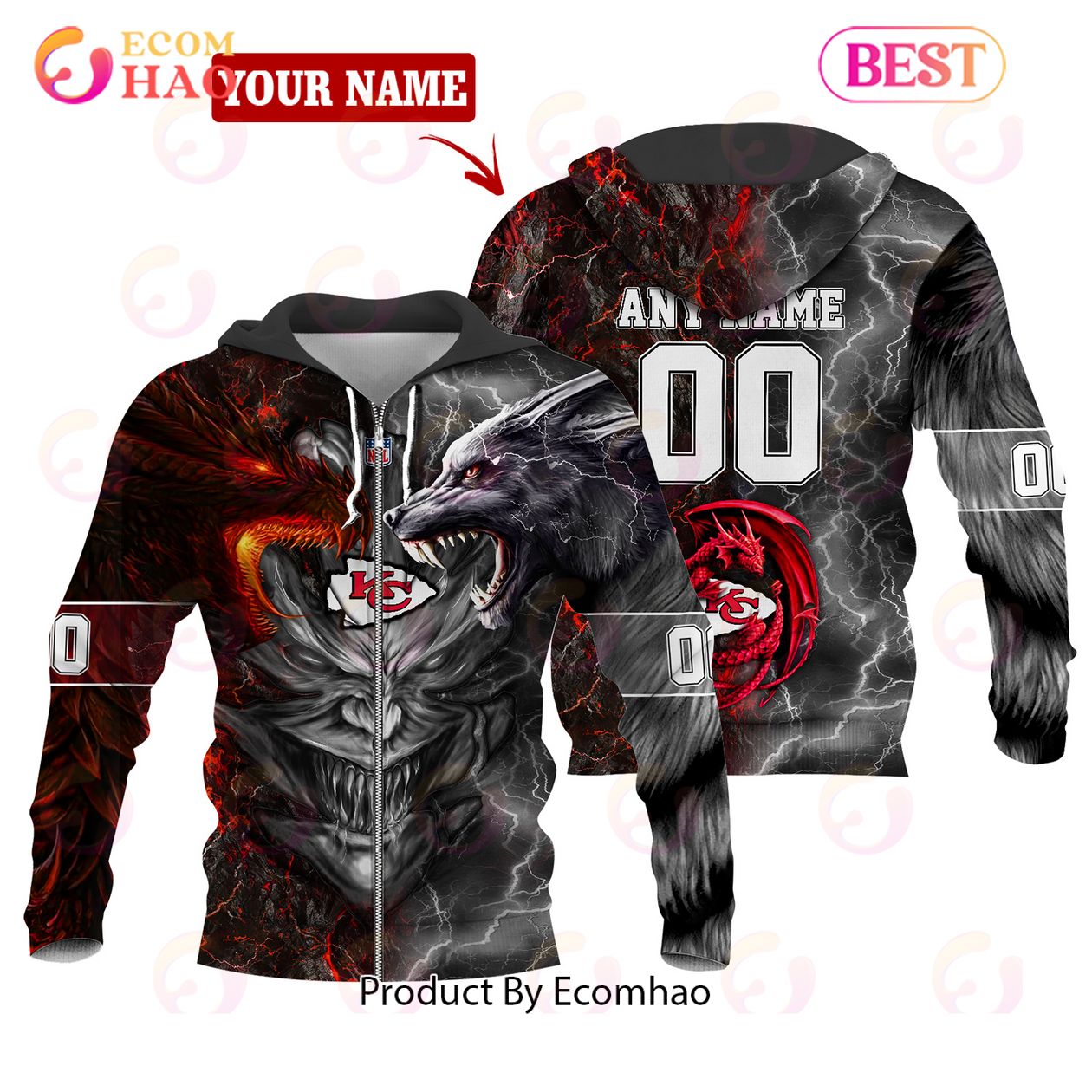 NFL Kansas City Chiefs Special Design Demon Face 3D Hoodie