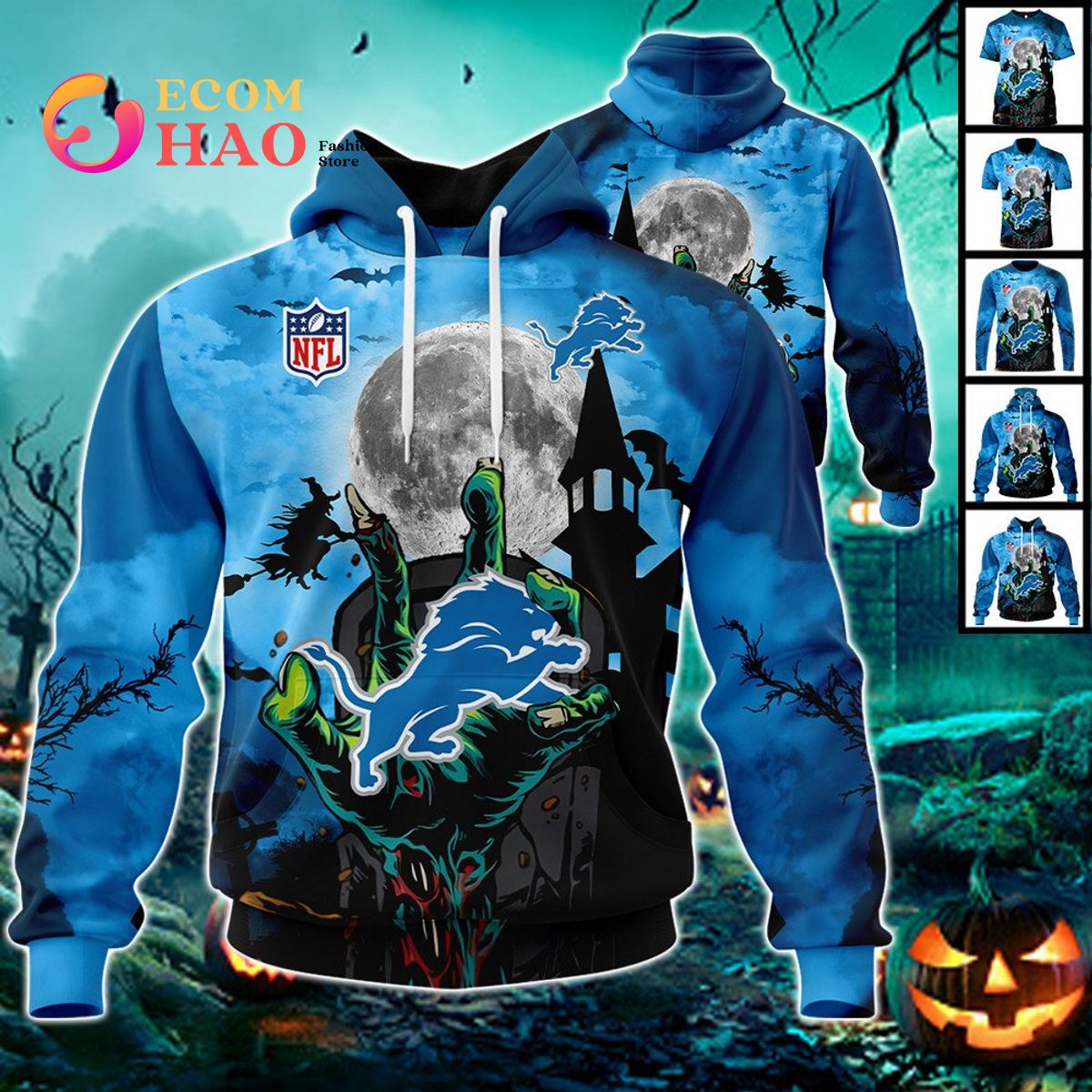 NFL Lions Halloween Jersey Gifts For Fan 3D Hoodie
