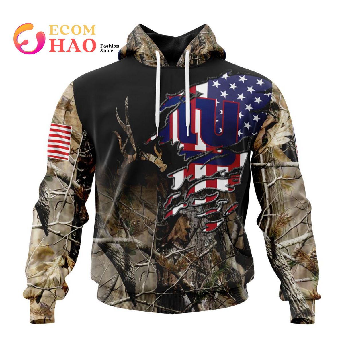 NFL New York Giants Special Camo Realtree Hunting 3D Hoodie