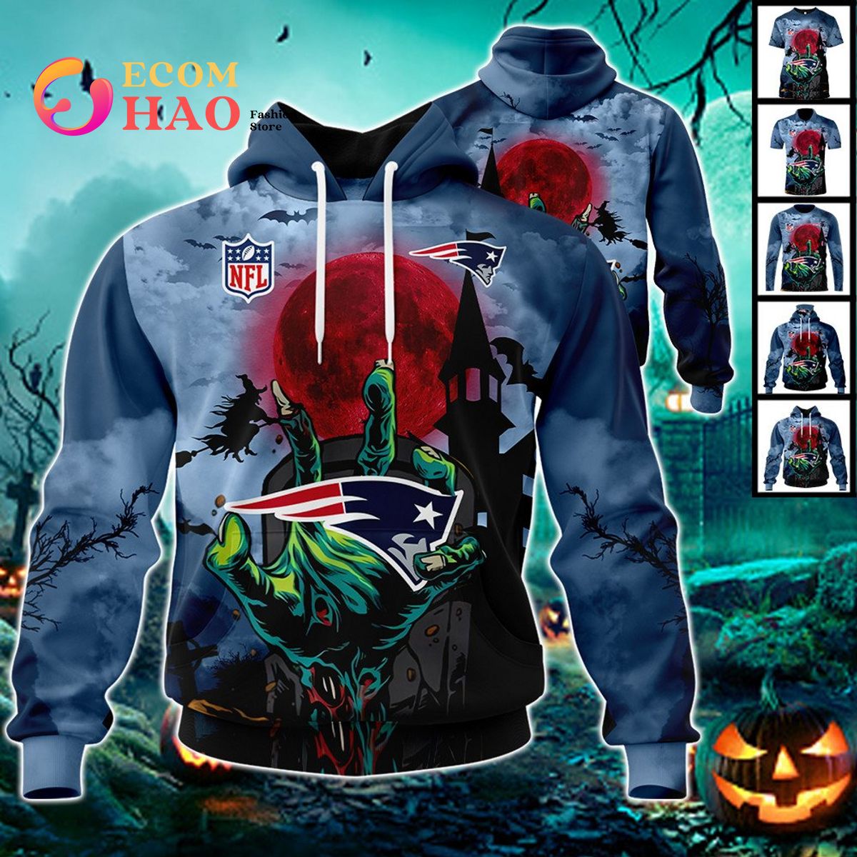 NFL Patriots Halloween Jersey Gifts For Fan 3D Hoodie