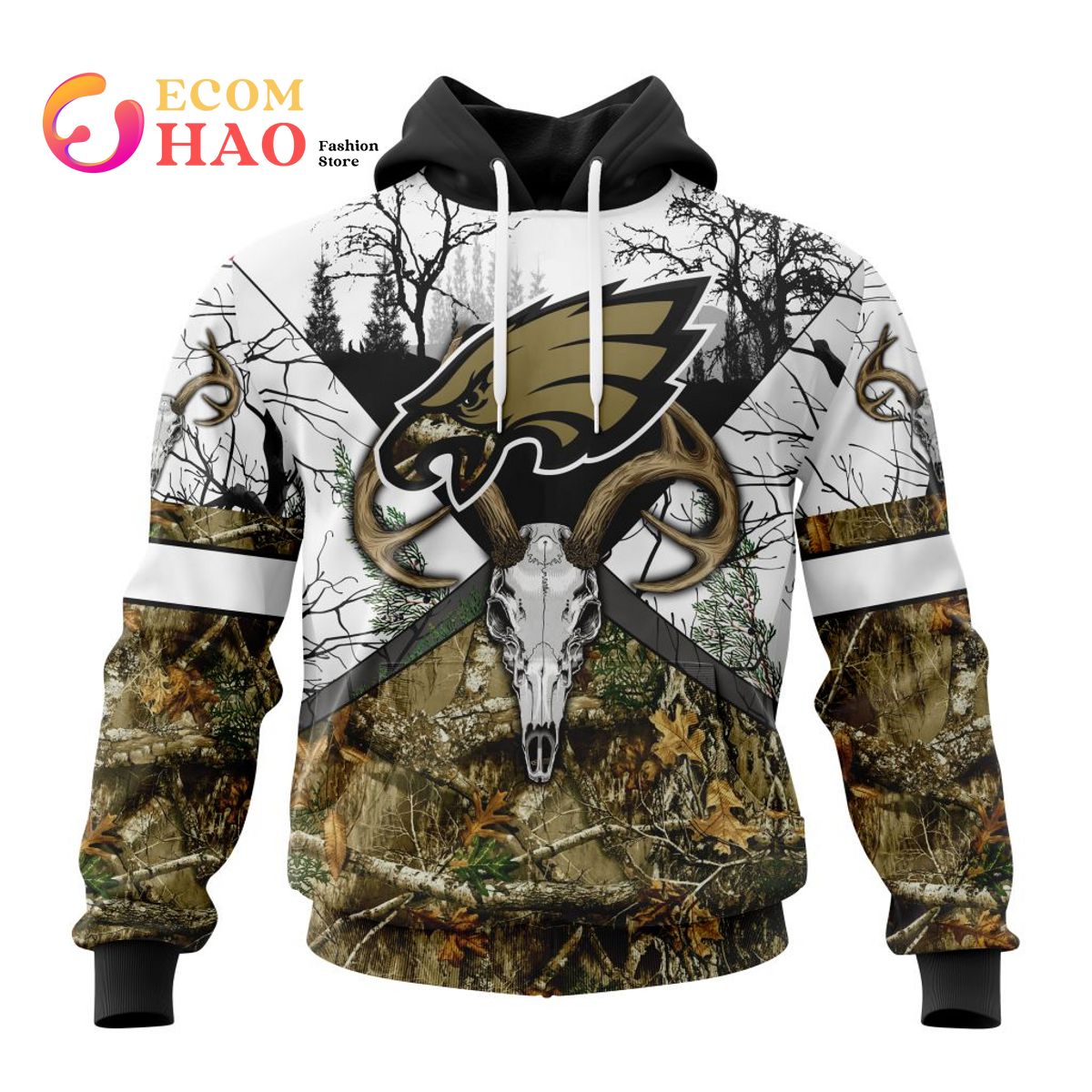 NFL Philadelphia Eagles Specialized Specialized Design Wih Deer Skull And Forest Pattern For Go Hunting 3D Hoodie