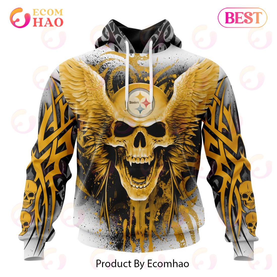 NFL Pittsburgh Steelers Special Kits With Skull Art 3D Hoodie