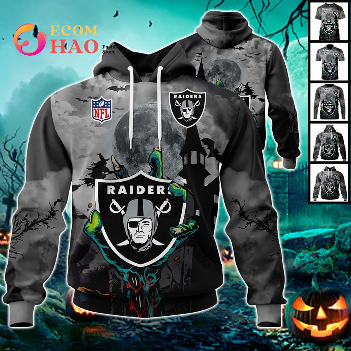 NFL Raiders Halloween Jersey Gifts For Fan 3D Hoodie