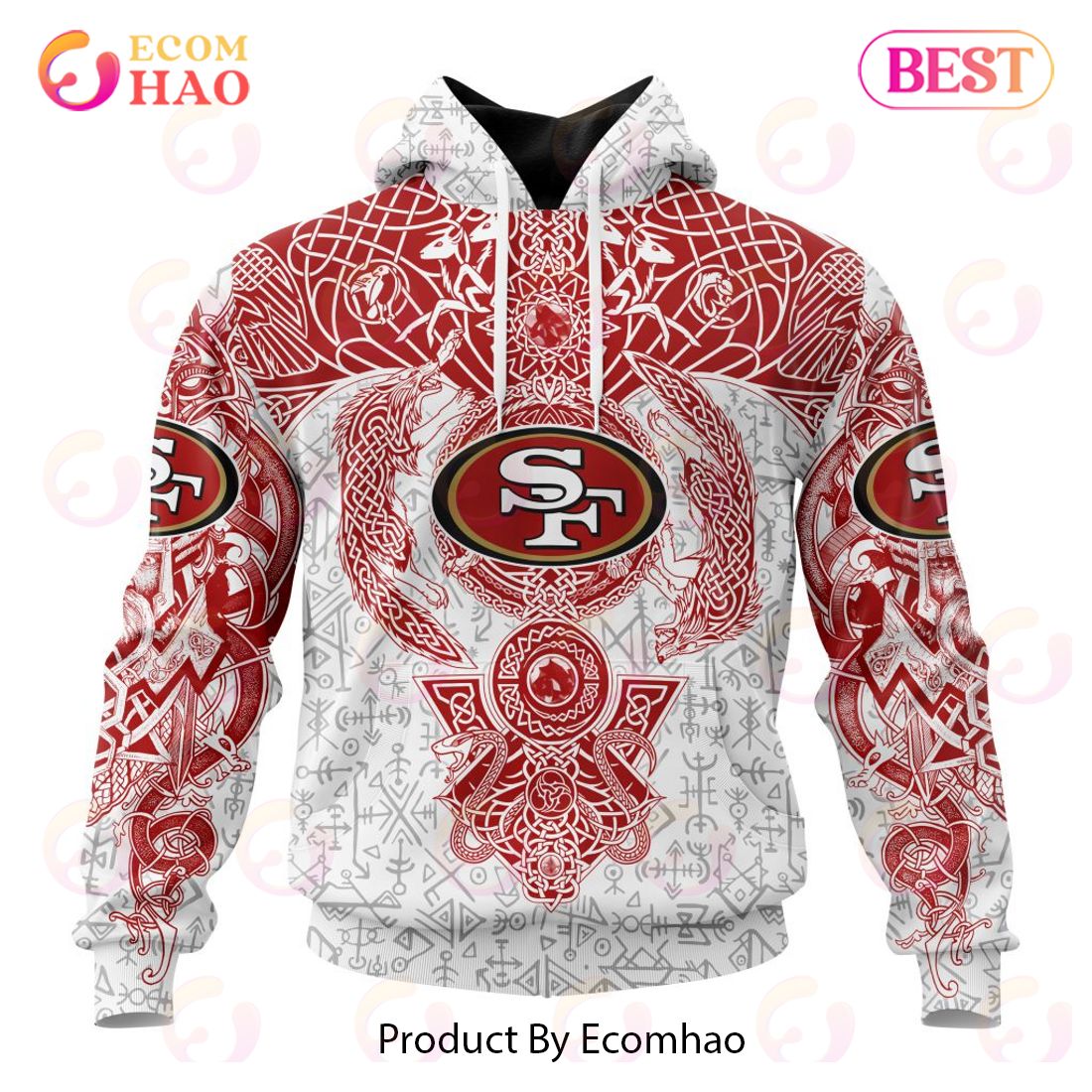 NFL San Francisco 49ers Norse Viking Symbols 3D Hoodie