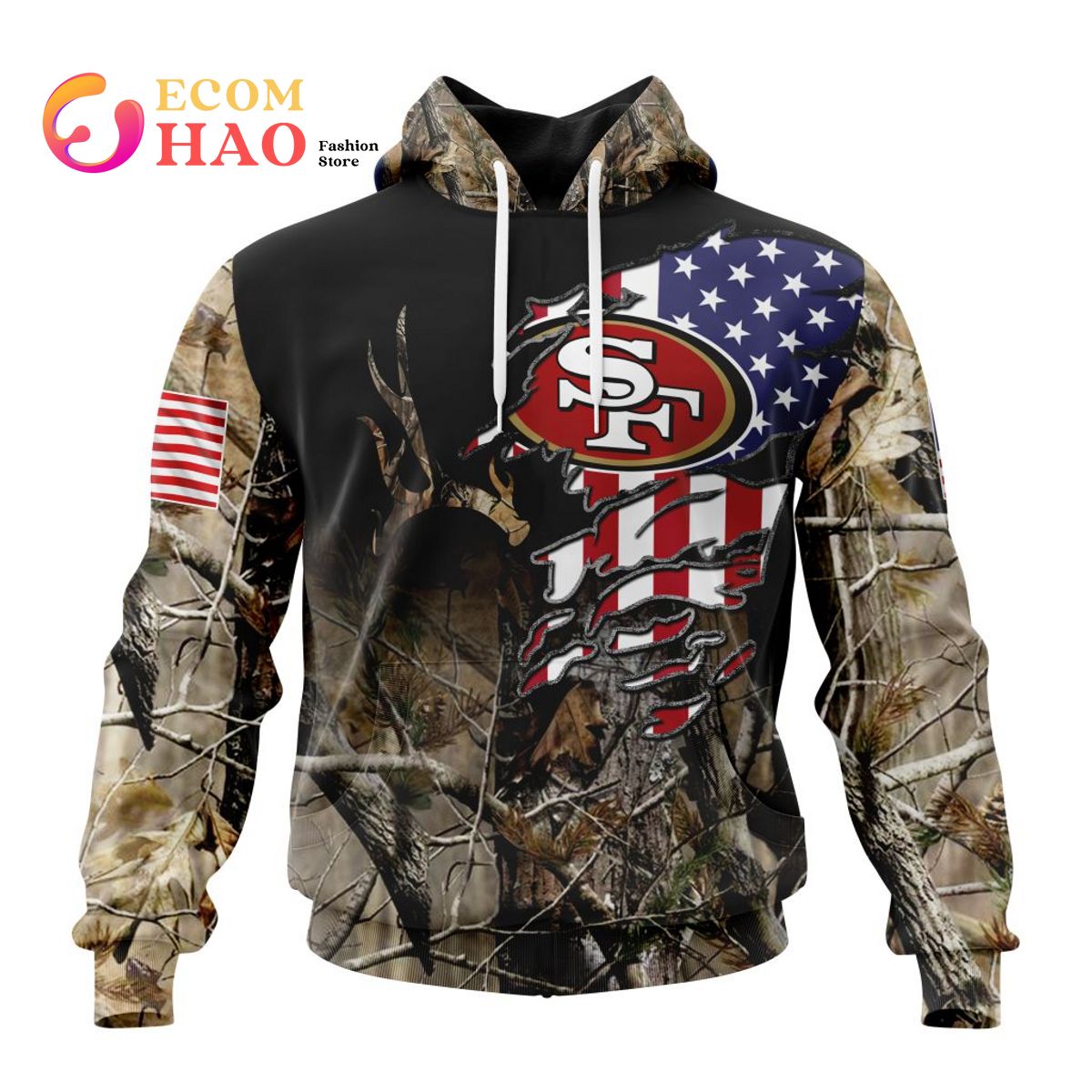 NFL San Francisco 49ers Special Camo Realtree Hunting 3D Hoodie