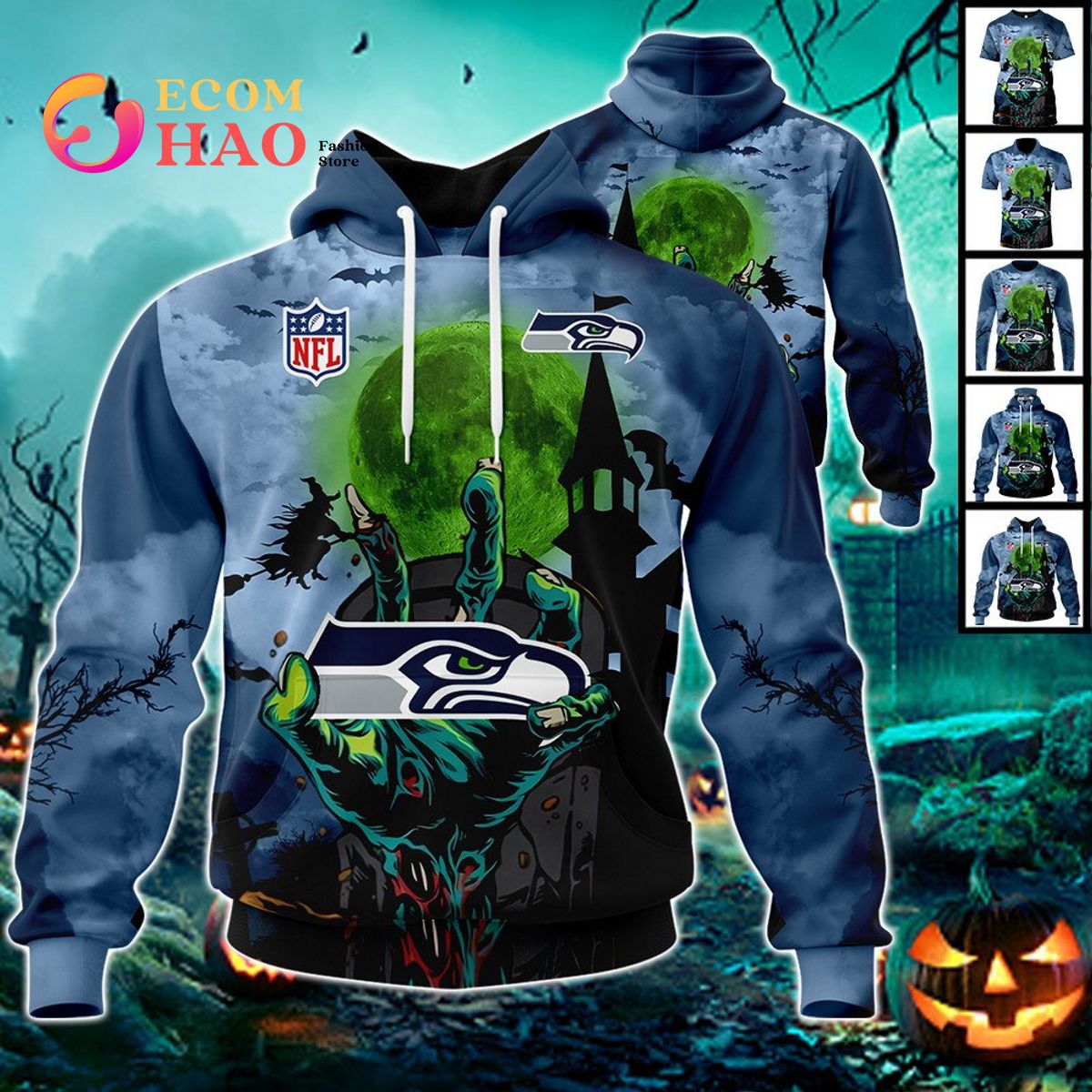 NFL Seahawks Halloween Jersey Gifts For Fan 3D Hoodie