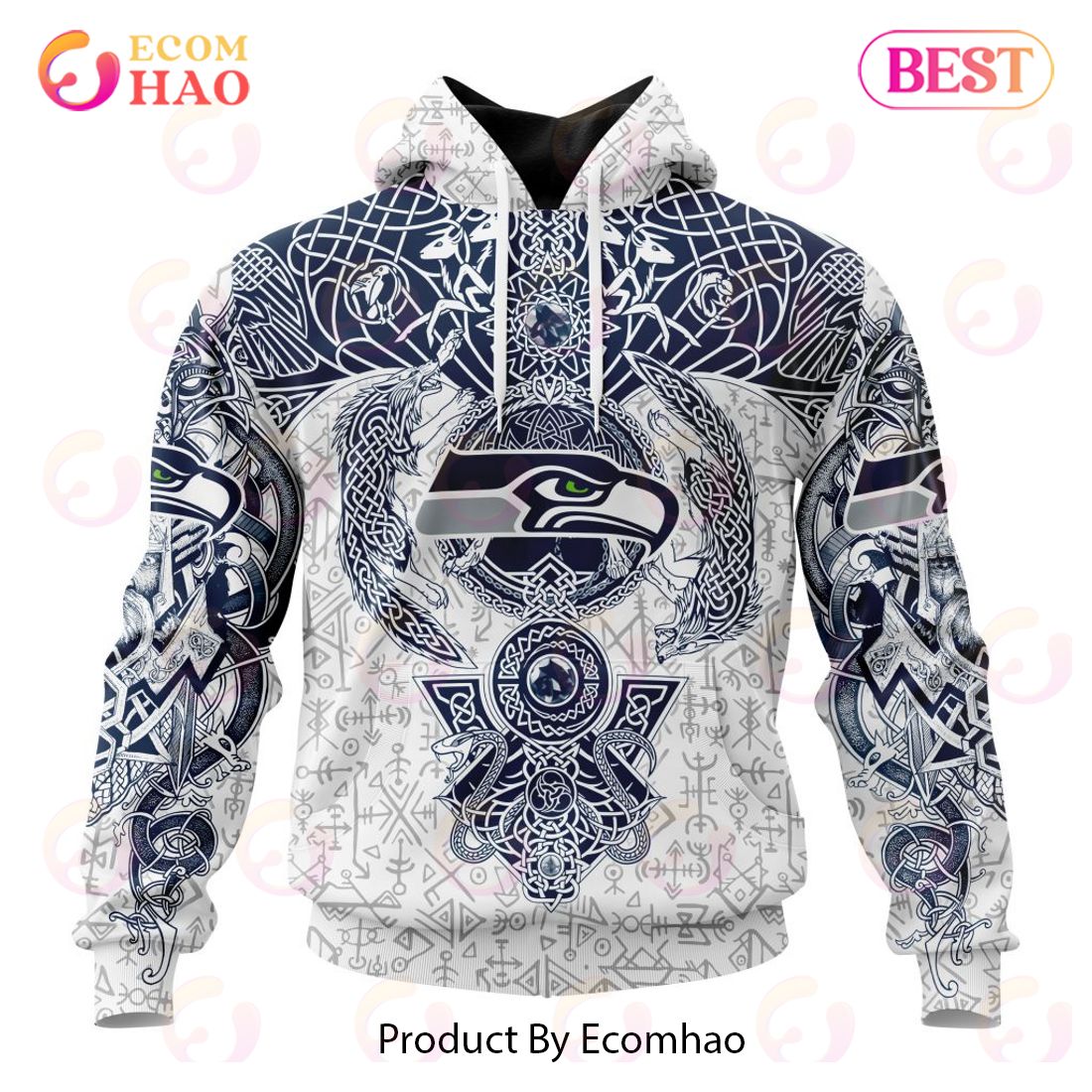NFL Seattle Seahawks Norse Viking Symbols 3D Hoodie