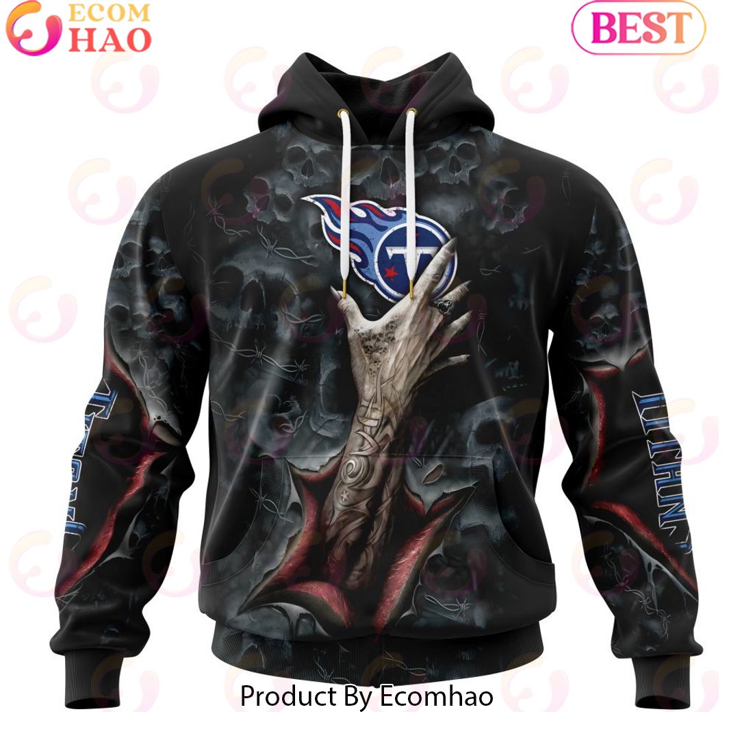 NFL Tennessee Titans Special Horror Skull Art Design Halloween 3D Hoodie