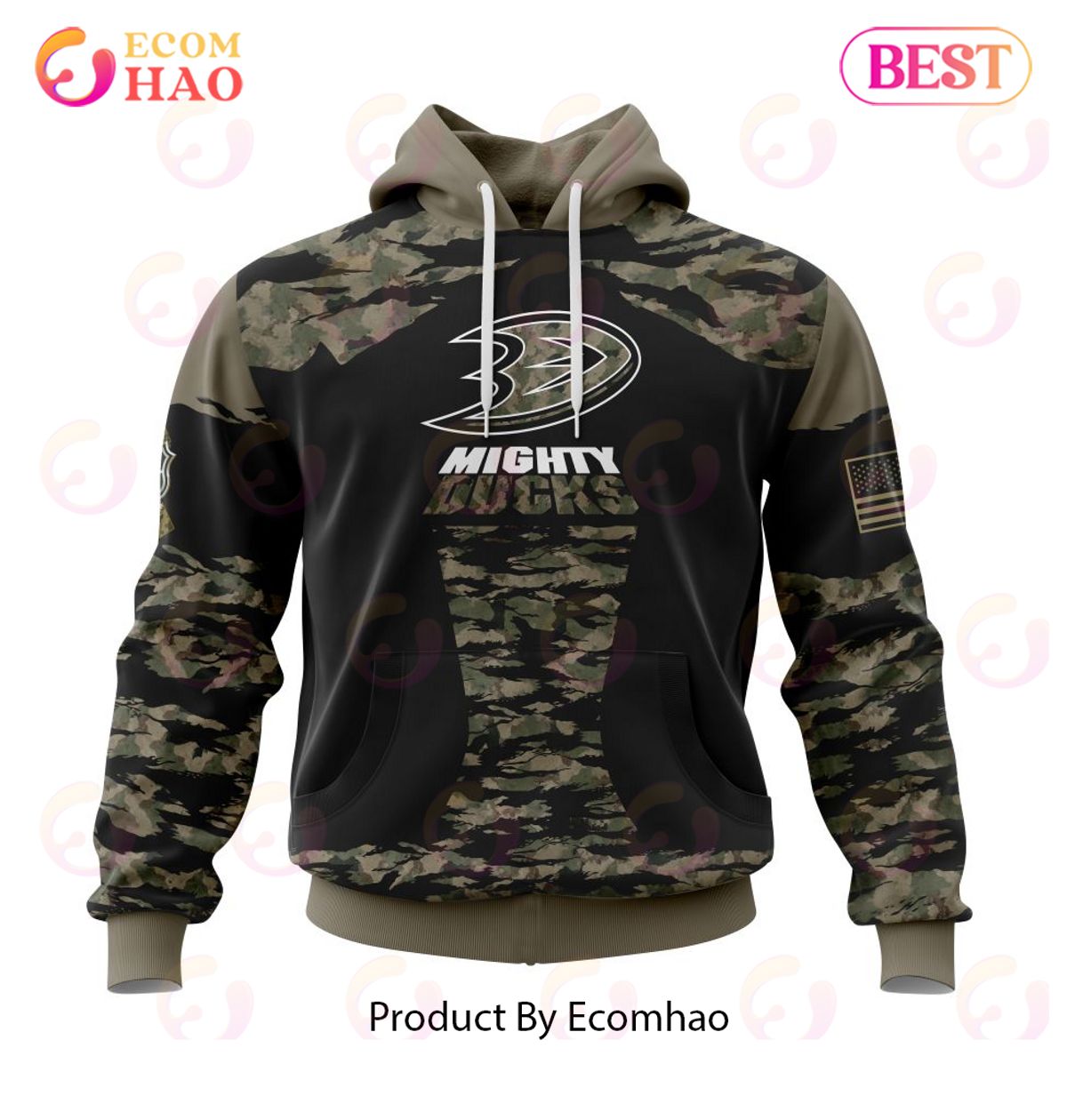 NHL Anaheim Ducks Honors Veterans And Military Members Kits 3D Hoodie