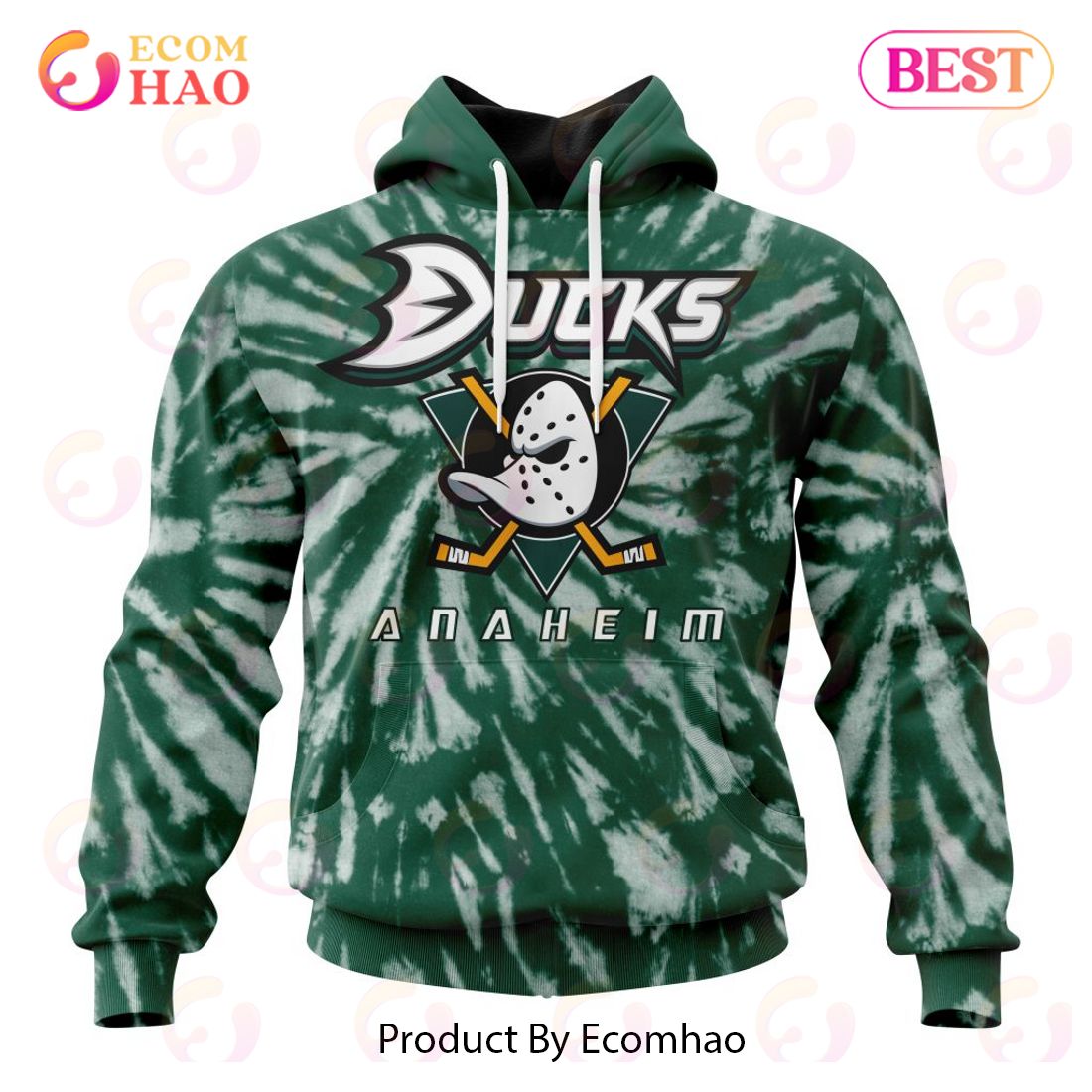 NHL Anaheim Ducks Special Retro Vintage Tie - Dye 3D Hoodie