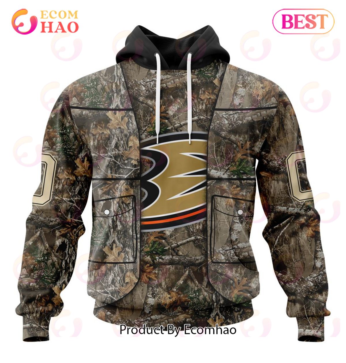 NHL Anaheim Ducks Specialized Unisex Vest Kits With Realtree Camo 3D Hoodie