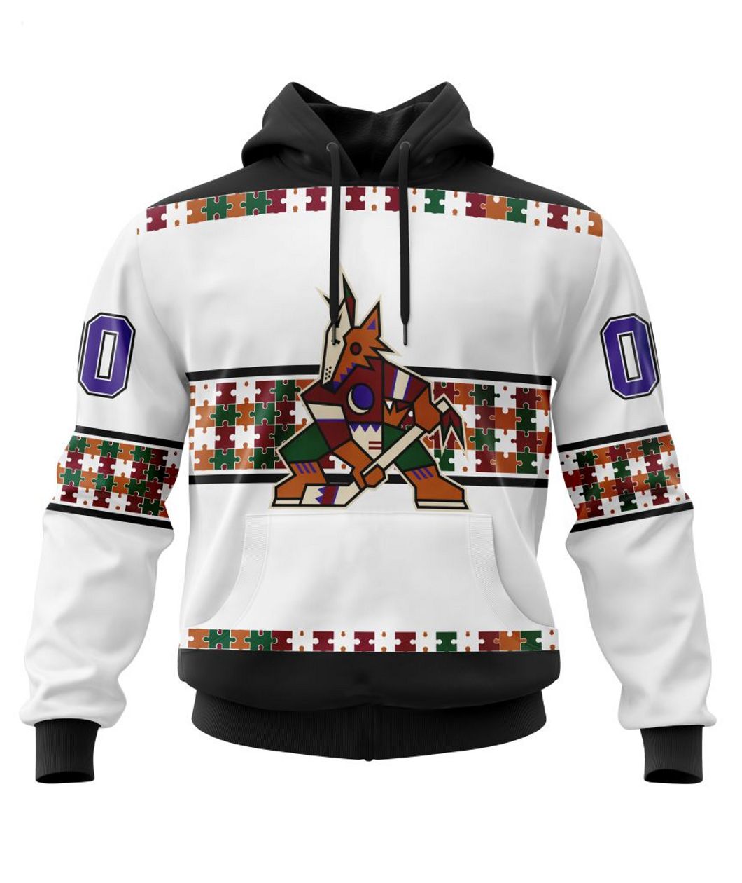 NHL Arizona Coyotes Autism Awareness Custom Name And Number 3D Hoodie