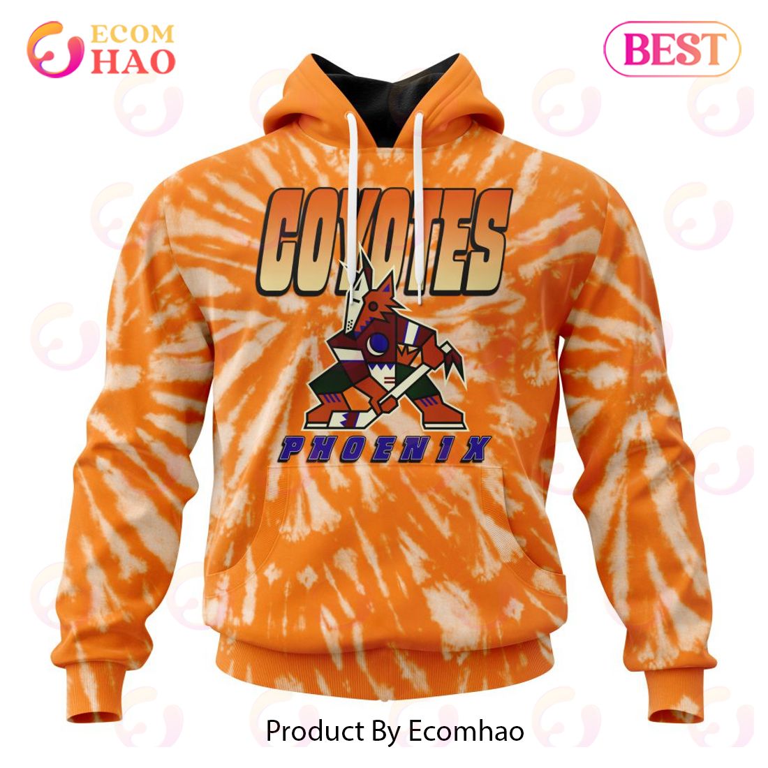 NHL Arizona Coyotes Special Retro Vintage Tie - Dye 3D Hoodie
