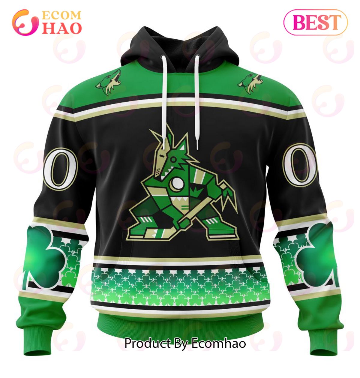 NHL Arizona Coyotes Specialized Unisex Kits Hockey Celebrate St Patrick's Day 3D Hoodie