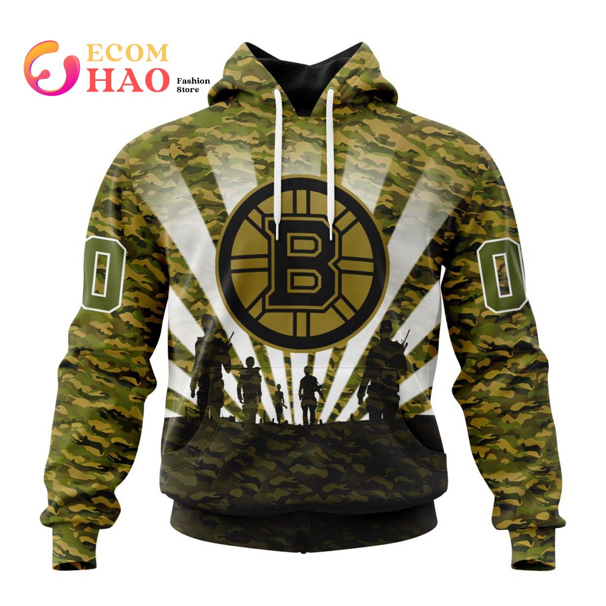 NHL Boston Bruins Special Military Camo Kits For Veterans Day And Rememberance Day 3D Hoodie