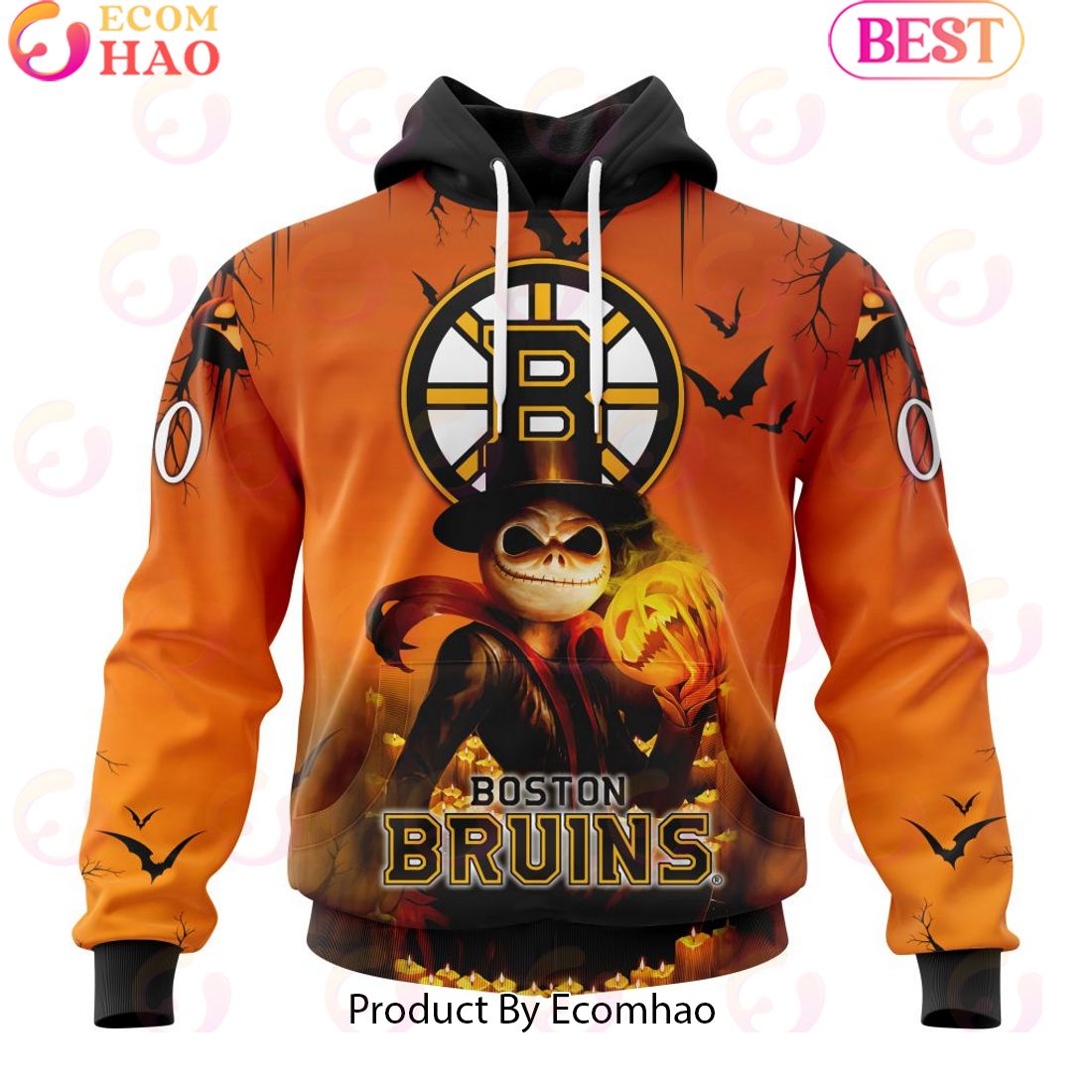 NHL Boston Bruins X Jack Skellington Special Halloween Concepts 3D Hoodie