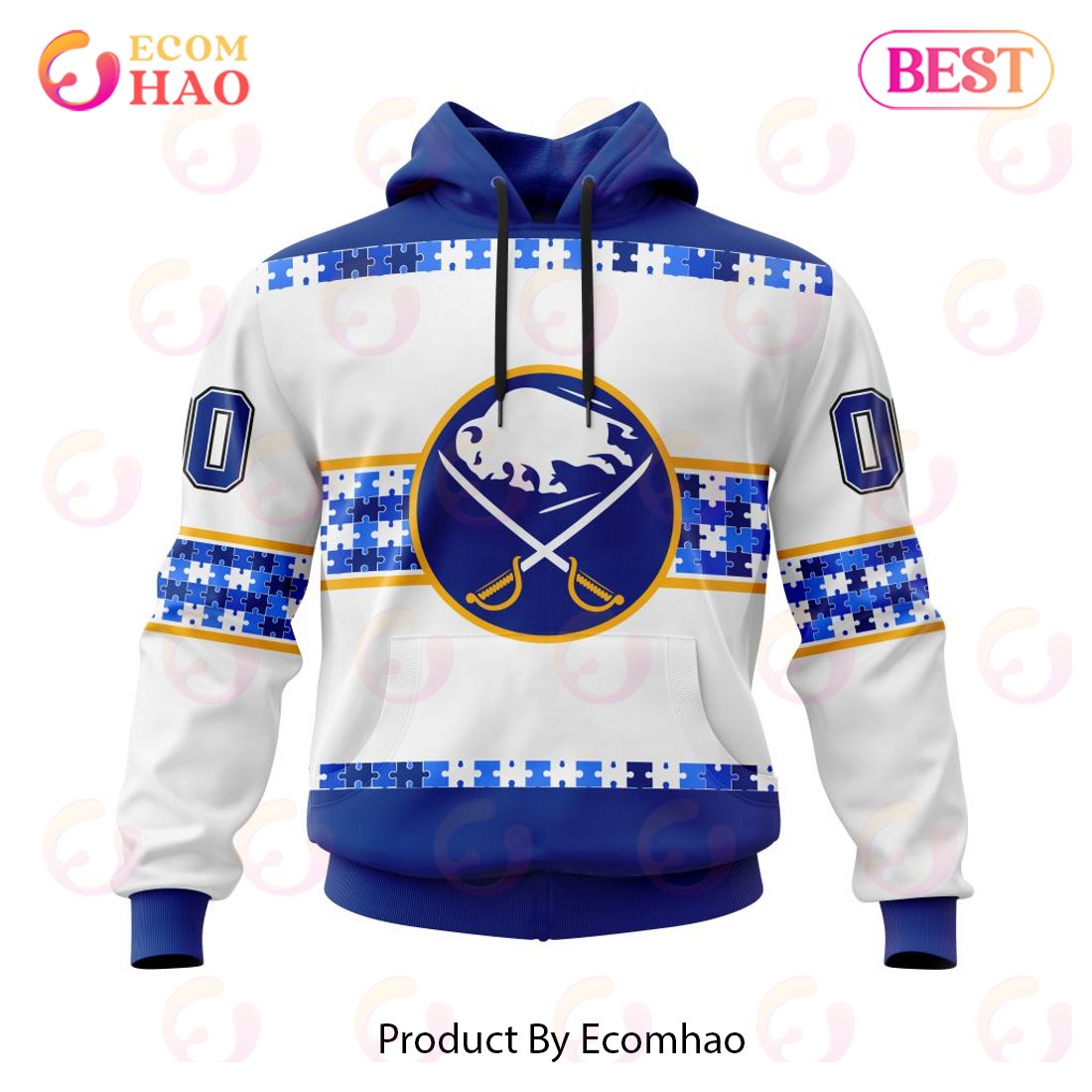 NHL Buffalo Sabres Autism Awareness Custom Name And Number 3D Hoodie