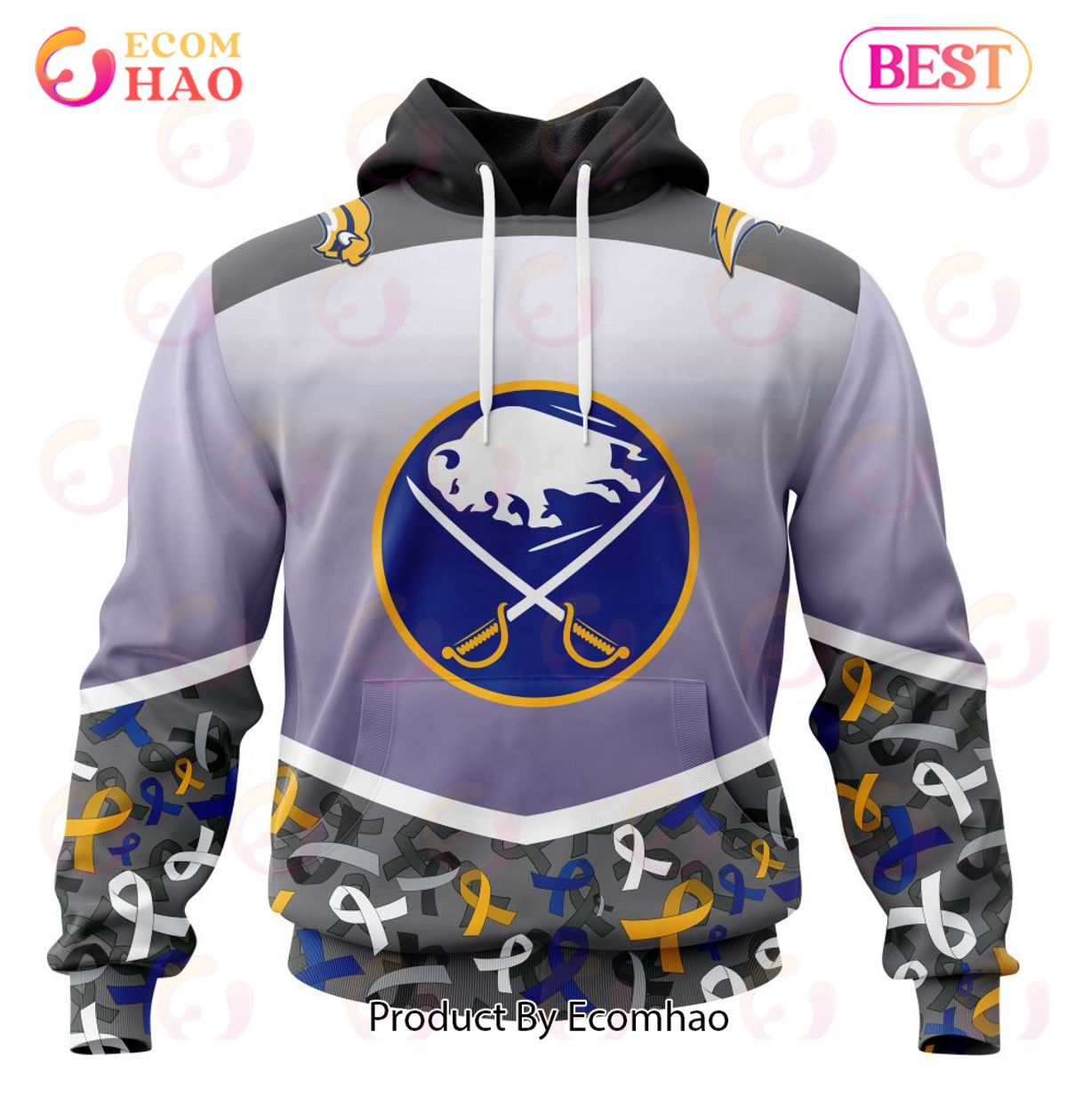 NHL Buffalo Sabres Specialized Sport Fights Again All Cancer 3D Hoodie