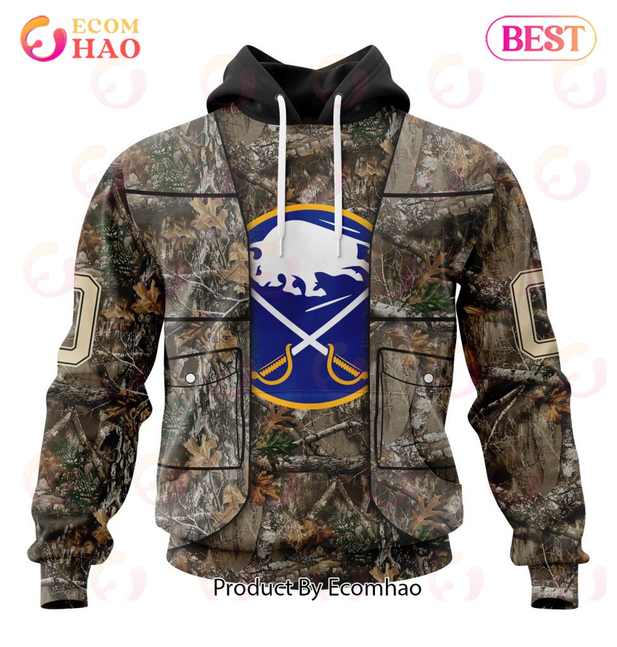 NHL Buffalo Sabres Specialized Unisex Vest Kits With Realtree Camo 3D Hoodie