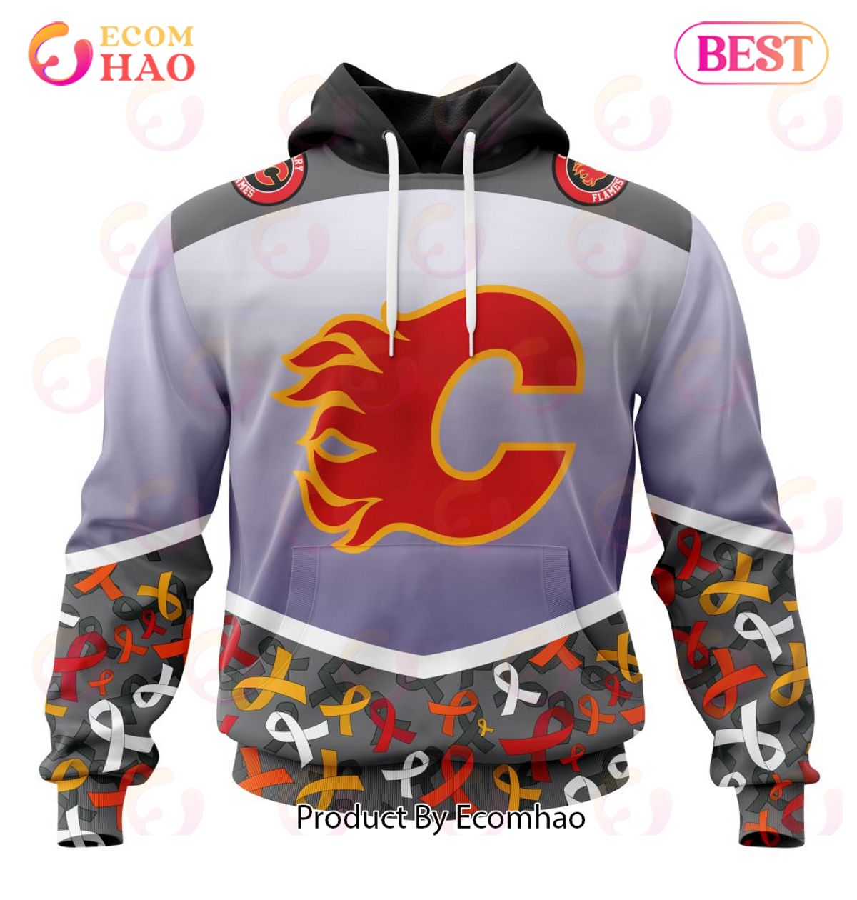 NHL Calgary Flames Specialized Sport Fights Again All Cancer 3D Hoodie