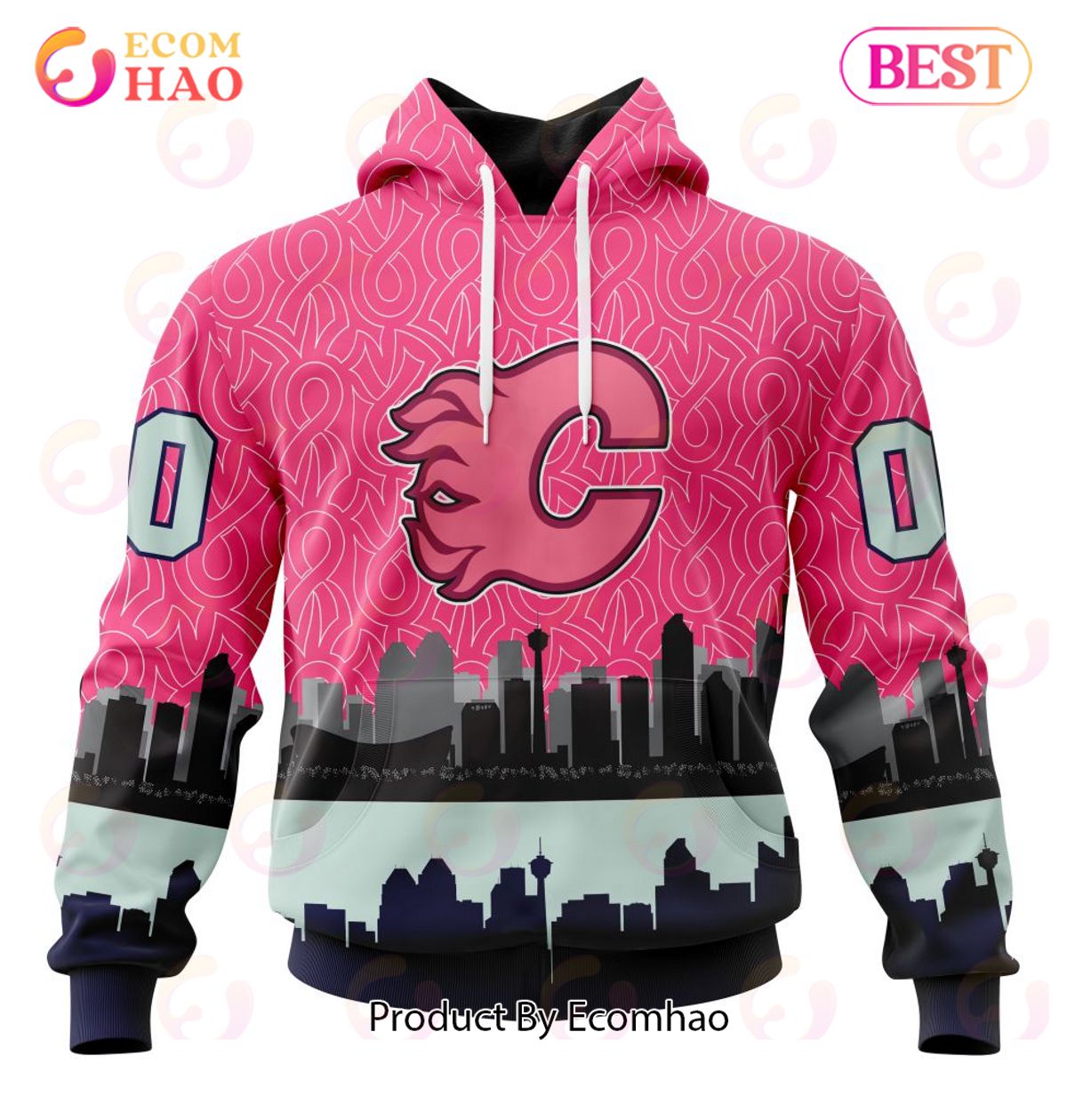 NHL Calgary Flames Specialized Unisex Kits Hockey Fights Against Cancer 3D Hoodie