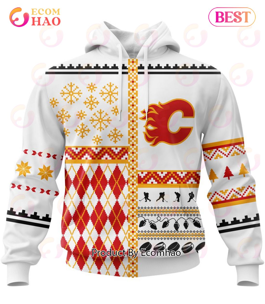 NHL Calgary Flames Specialized Unisex Kits With Christmas Concepts 3D Hoodie
