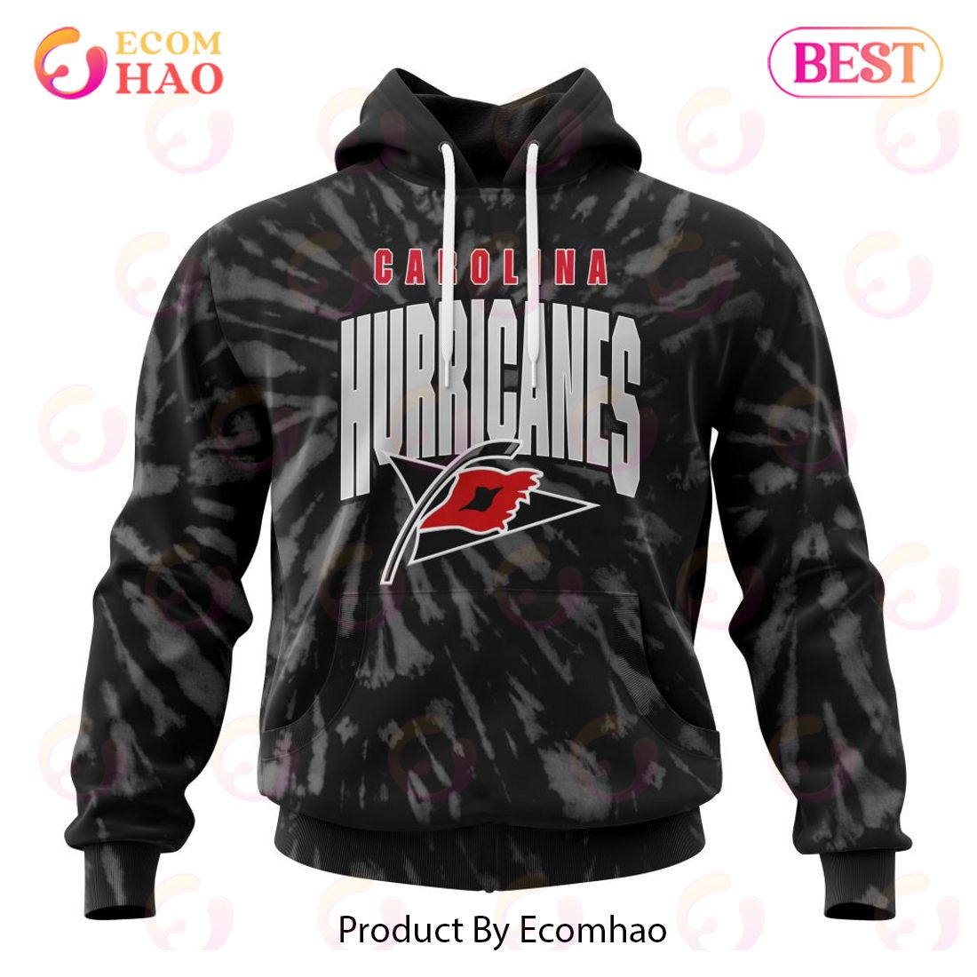 NHL Carolina Hurricanes Special Retro Vintage Tie - Dye 3D Hoodie