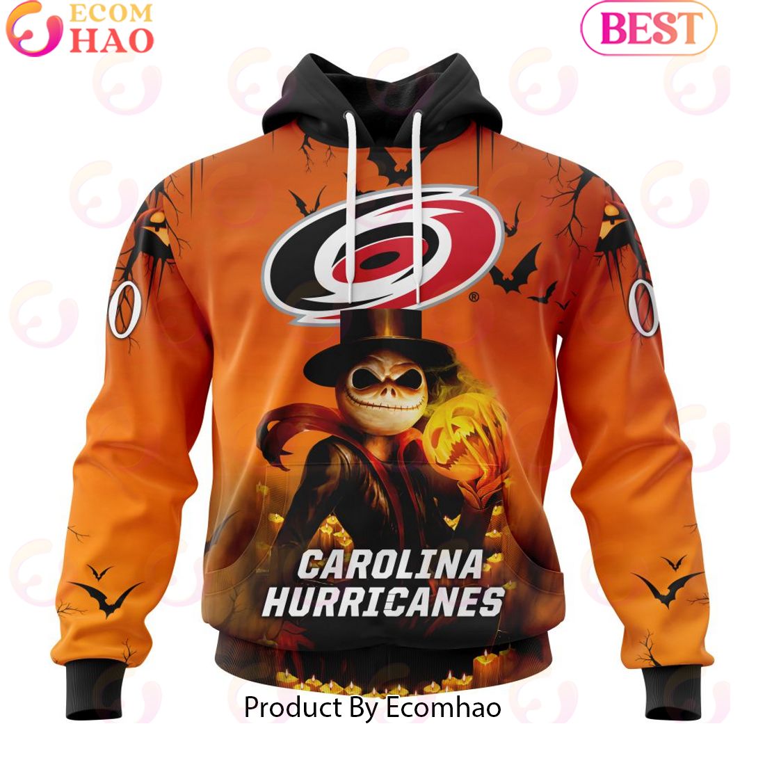 NHL Carolina Hurricanes X Jack Skellington Special Halloween Concepts 3D Hoodie