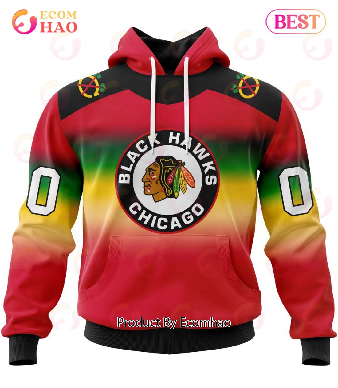 NHL Chicago Blackhawks Special Retro Gradient Design 3D Hoodie