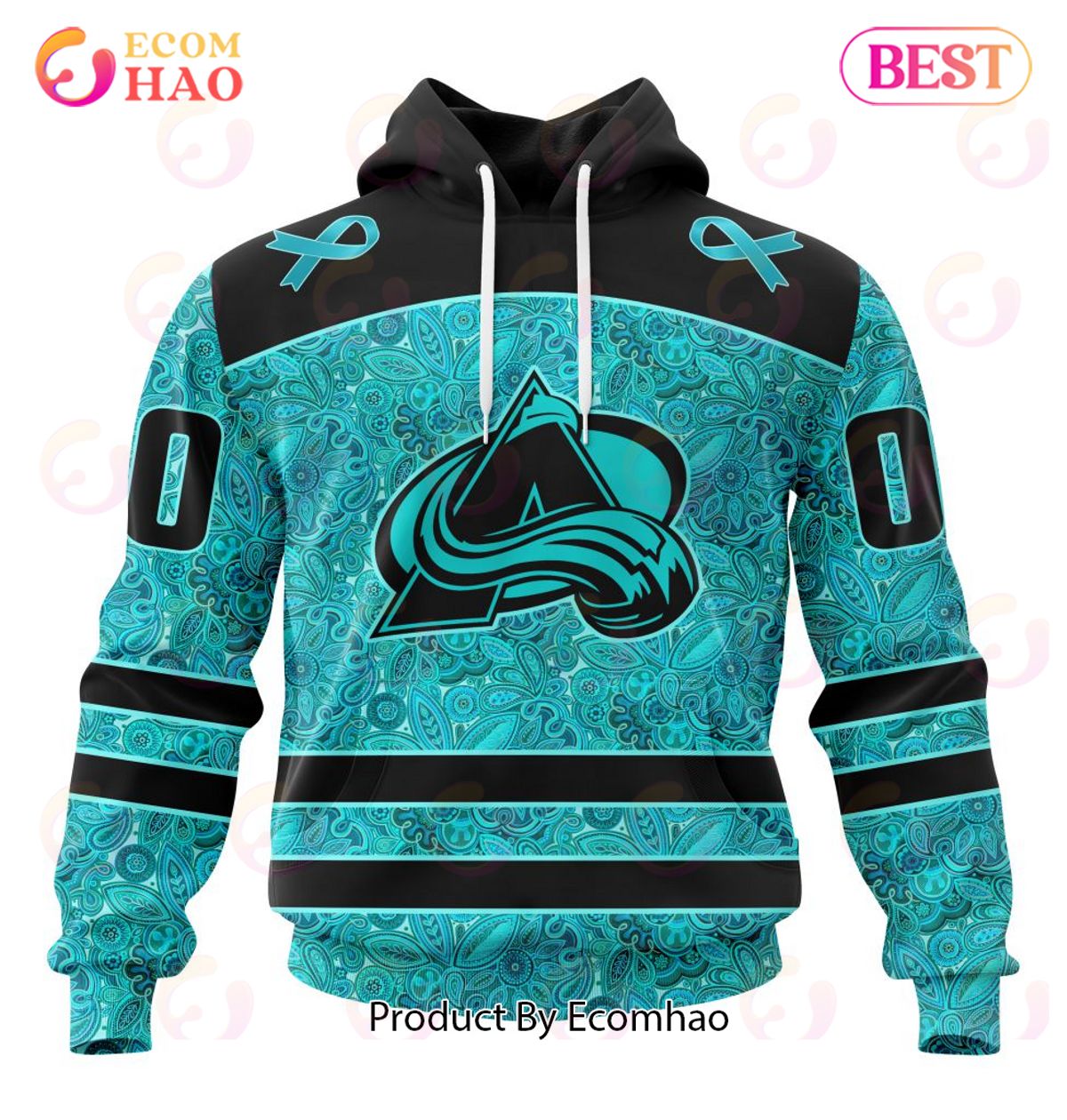 NHL Colorado Avalanche Special Design Fight Ovarian Cancer 3D Hoodie
