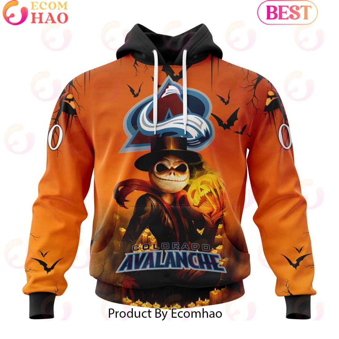 NHL Colorado Avalanche X Jack Skellington Special Halloween Concepts 3D Hoodie