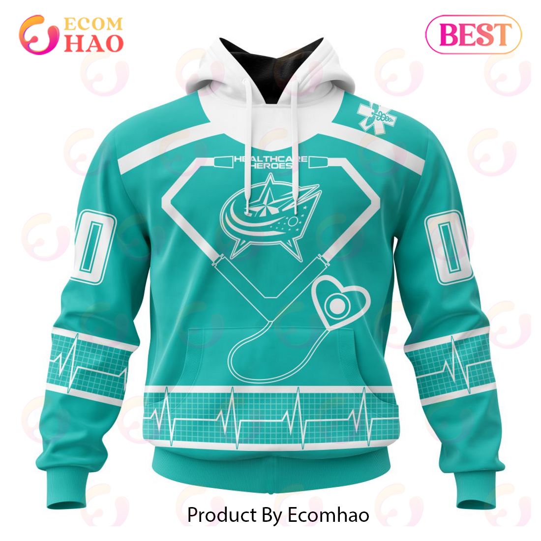 NHL Columbus Blue Jackets Special Design Honoring Healthcare Heroes 3D Hoodie