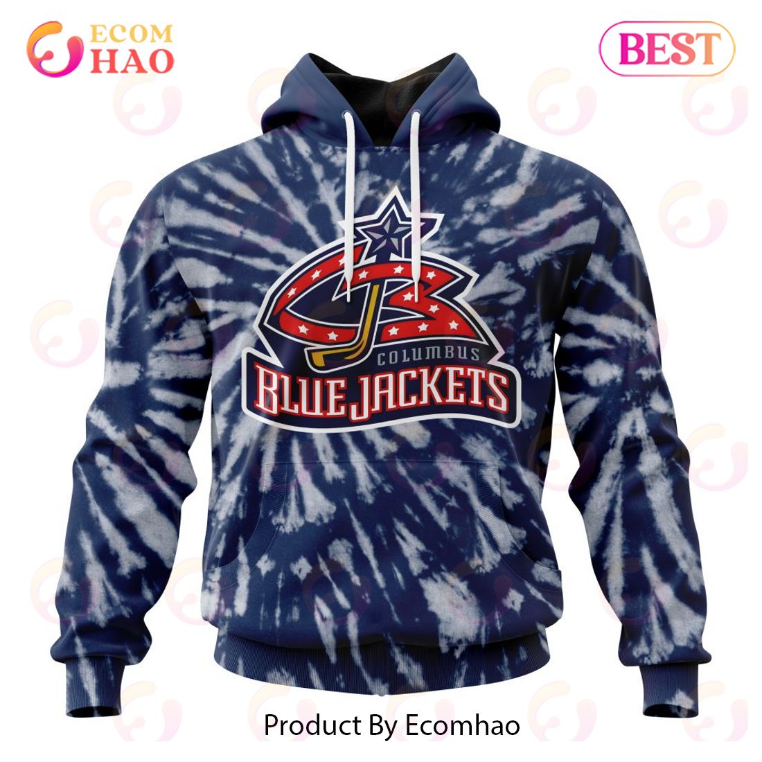 NHL Columbus Blue Jackets Special Retro Vintage Tie - Dye 3D Hoodie