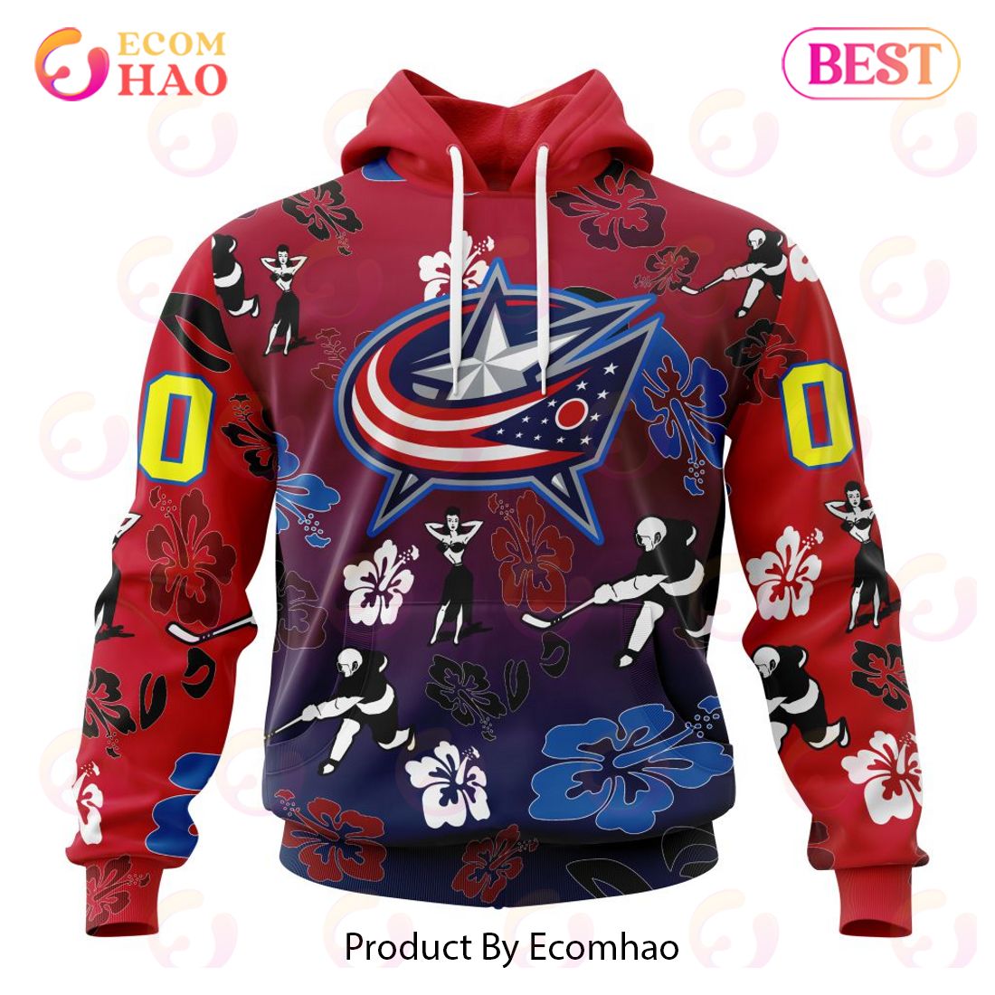 NHL Columbus Blue Jackets X Hawaii Specialized Design For Hawaiian 3D Hoodie